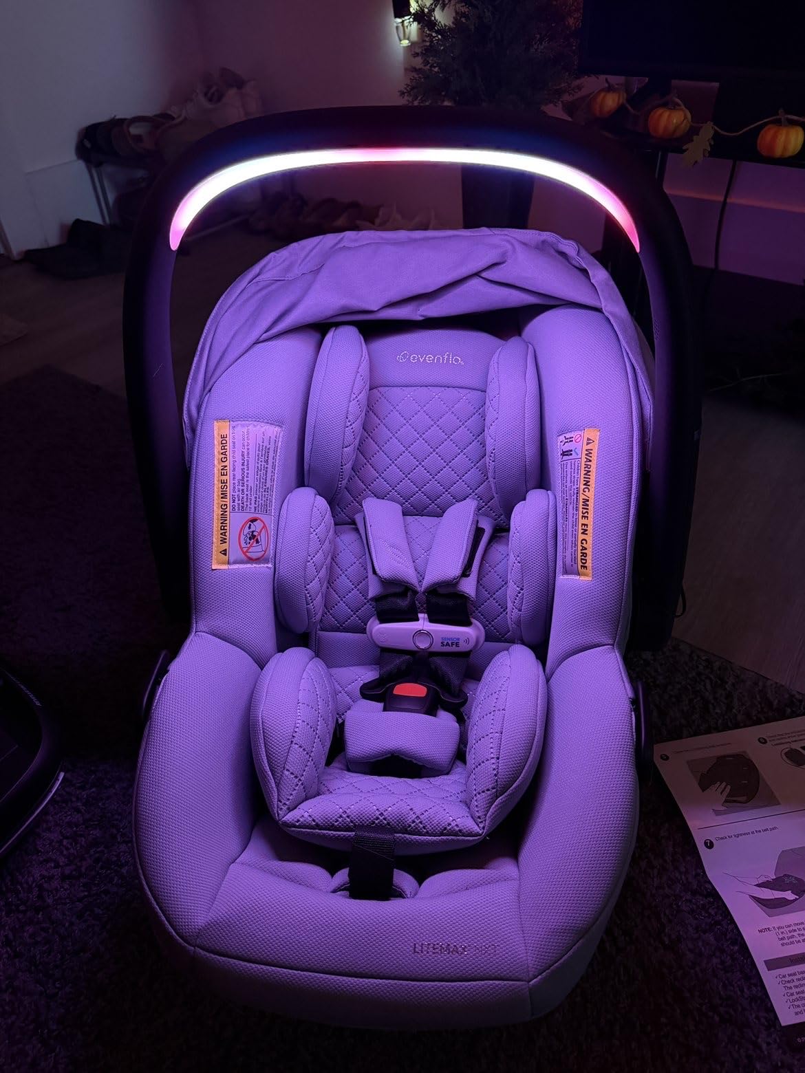 Evenflo Revolve180 LiteMax NXT Rotating Rear-Facing Lightweight Preemie and Infant Car Seat 3-30lbs. with SensorySoothe. Easy Install with Base (Agate Purple) customer photo 2