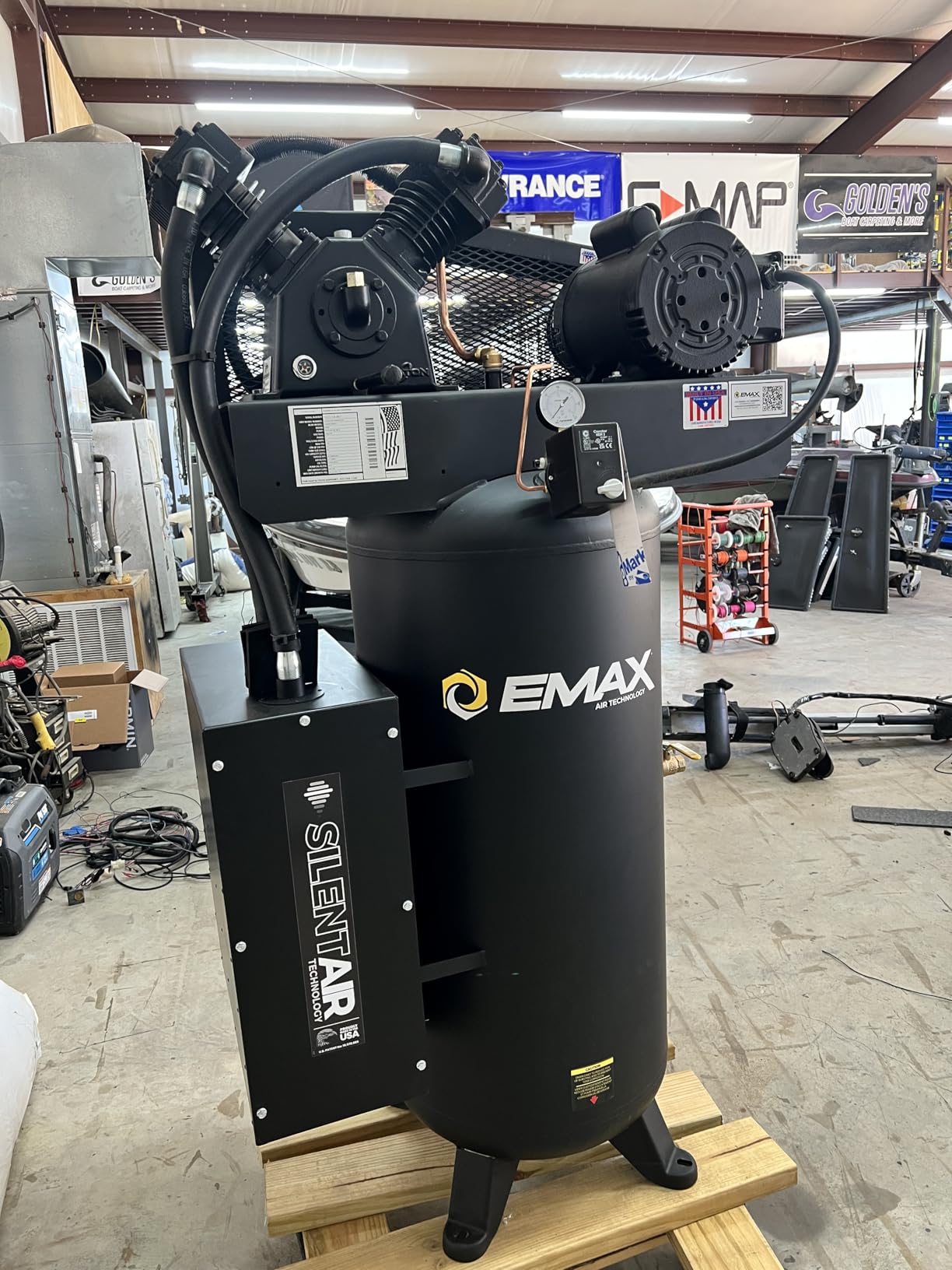 EMAX Silent Air Industrial Air Compressor - 5HP 60 Gal 19CFM Single Stage Vertical Compressor with Splash Lubricated Pump, Isolator Pads & Oil for First Change - ESS05V060V1 customer photo 1