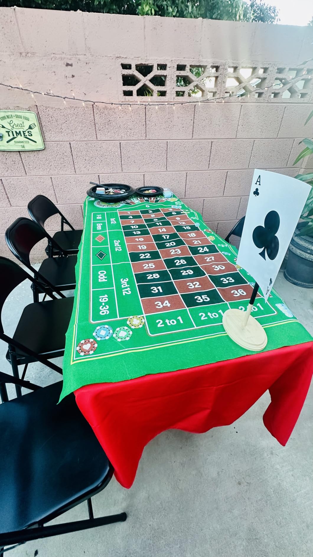 Gamie Double Sided Felt Roulette and Craps Table Mat, 36