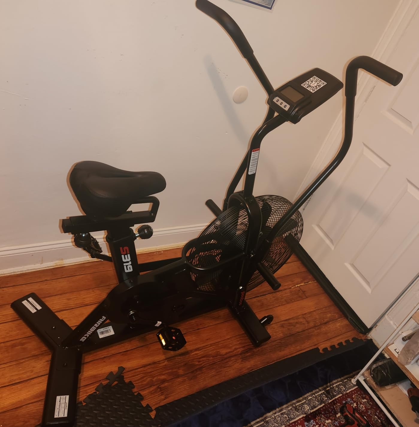 pooboo Air-Resistance Exercise Fan Bike, Air Bike with Dual Acction Handlebars&Dual-Layer Transmission System, Stationary Bike with APP Connection for Home Gym HIIT Cardio Full Body Workout customer photo 2