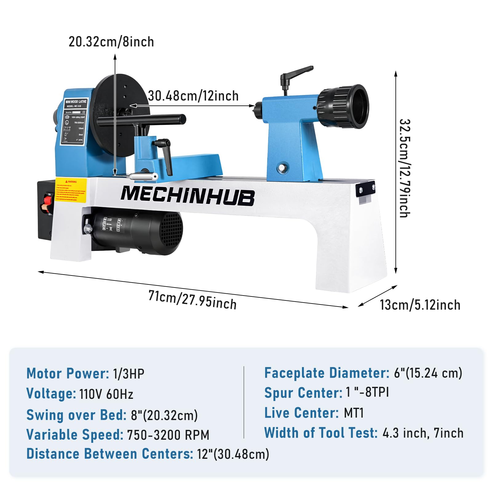 Mini Benchtop Wood Lathe, 8