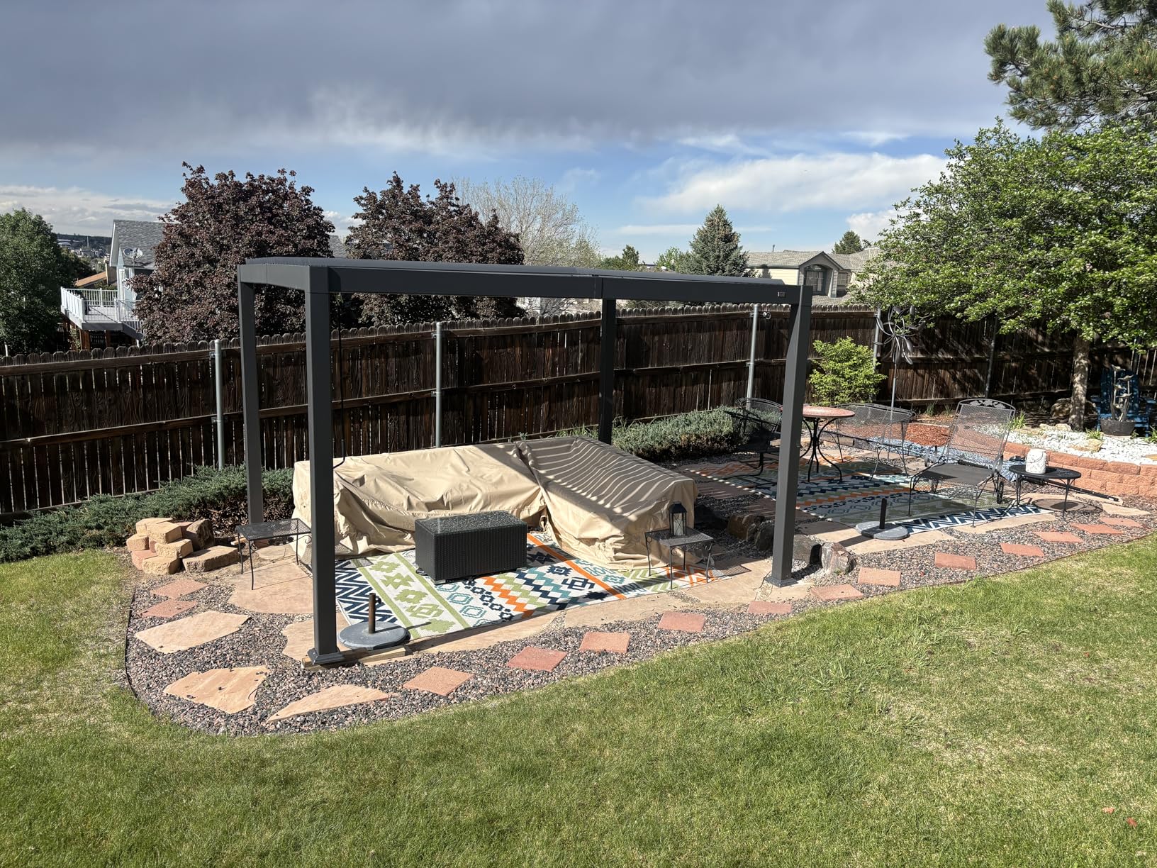 PURPLE LEAF Louvered Pergola 13' x 15' Aluminum Outdoor Pergola with Adjustable Louvers Roof and Integrated Drainage System 70 Mph High Wind Resistant Large Pergolas for Patio Poolside Garden Yard customer photo 2