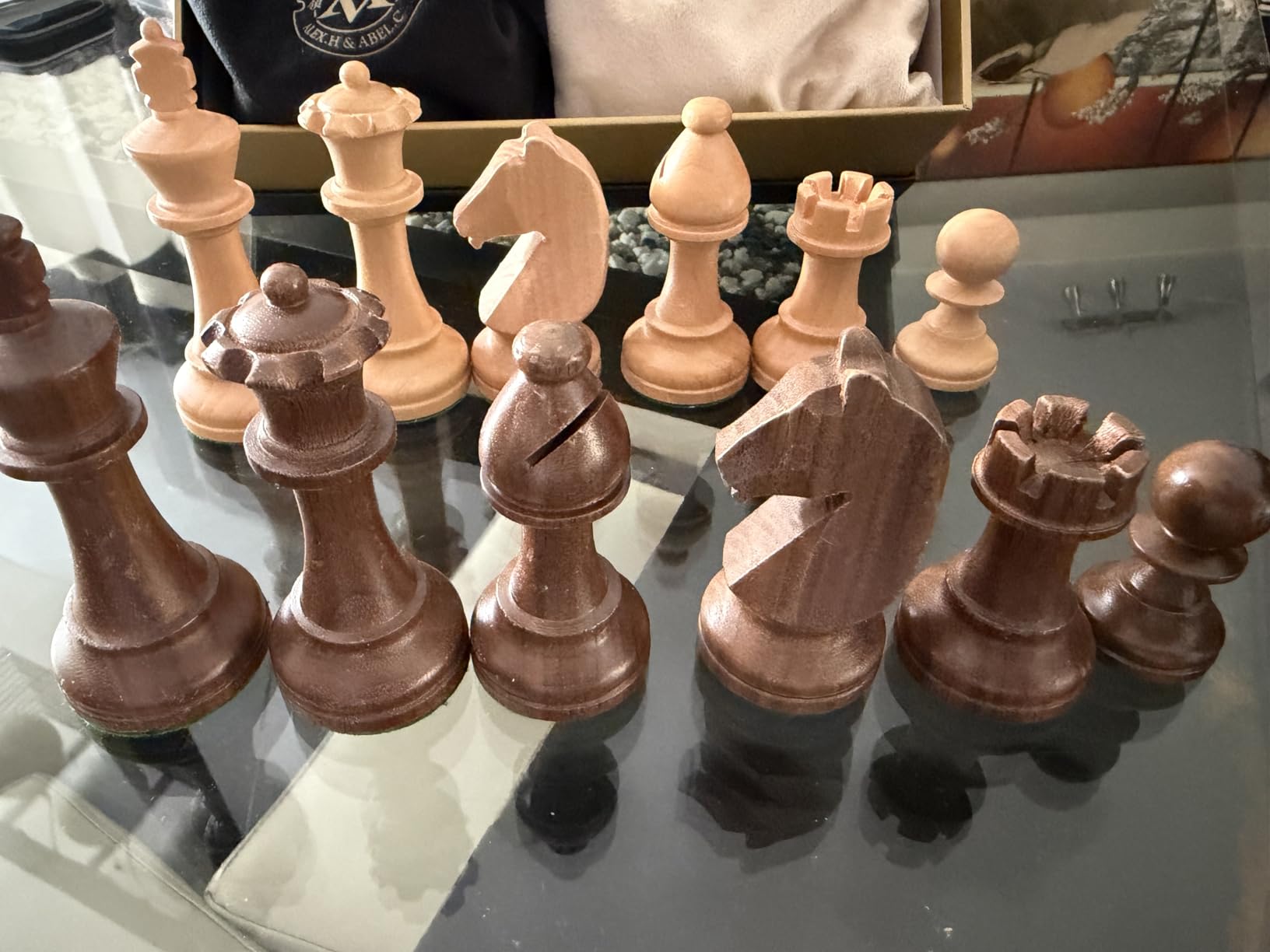 A&A Premium Triple Weighted Staunton Wooden Chess Pieces w/ 2 Extra Queen - King Height 3.75