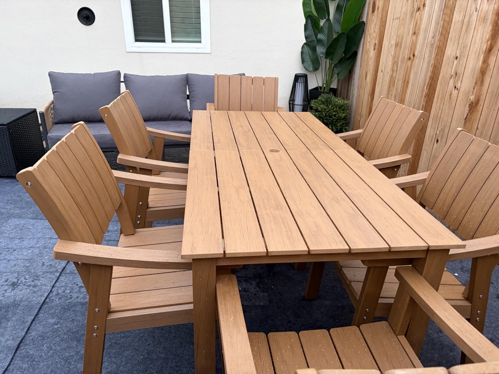 ZHUSI Patio Table and Chairs Set, Outdoor Table and Chairs, HIPS Outdoor Dining Set with Umbrella Hole for Backyard, Poolside customer photo 2