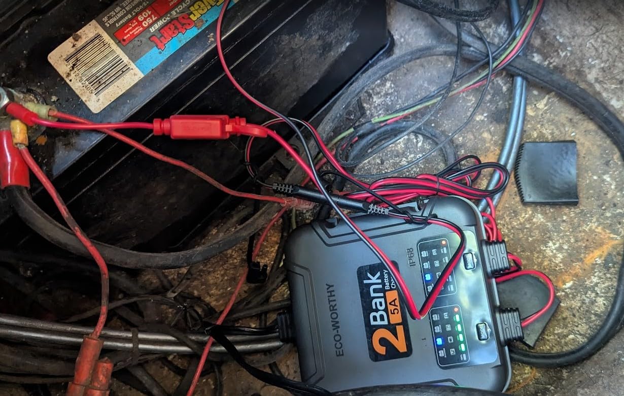 ECO-Worthy 2 Bank Marine Battery Charger 10A (5A/Bank), IP68 Waterproof 12V Charger & Maintainer for Boat RV Car, Lead-Acid LiFePO4 & Calcium Battery Desulfator customer photo 2
