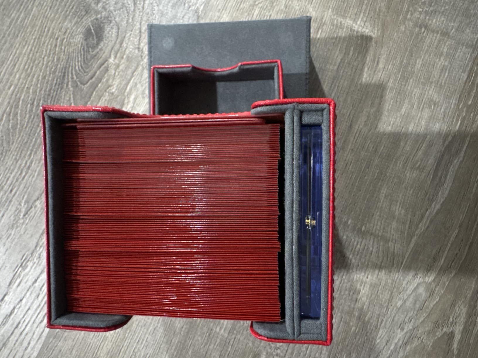 Kabinka Commander Deck Box for MTG with Dice Tray, Holds 100 Double-Sleeved Cards, Card Deck Box with Metal Emblem for TCG/PTCG, Cards Storage Case with 35PT Magnetic Card Holder (Black& Red, Lotus) customer photo 1