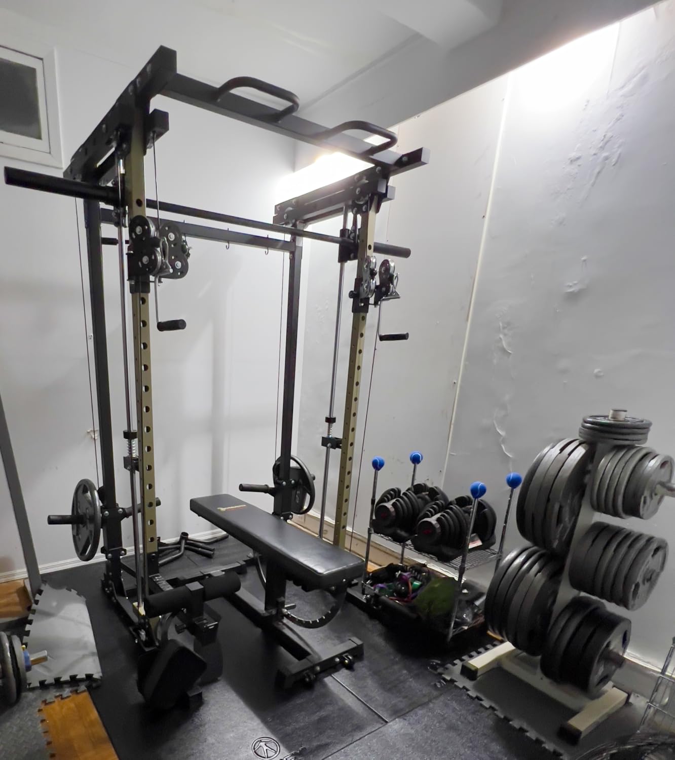 MAJOR FITNESS Drone3 Smith Machine, 2500lbs All-in-One Home Gym Power Rack with Dual Pulley System for Cable Crossover, Pull-Up Bars customer photo 1