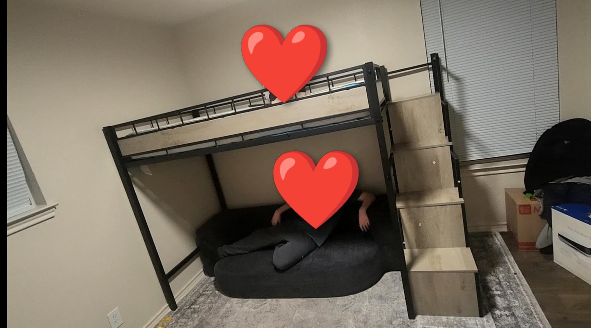 Loft Bed Twin Size with Stairs, 53.5