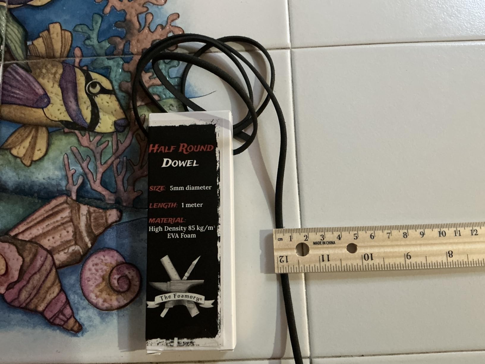 The Foamory's No Waste Half Round EVA Foam Dowel. 5-25mm x 1M High-Density Black Craft Foam Stick. Pre-Cut for Quick Cosplay Armor Trim, Weapon Enhancement and Costumes. Time Saving, Paint-Ready Bevel customer photo 2