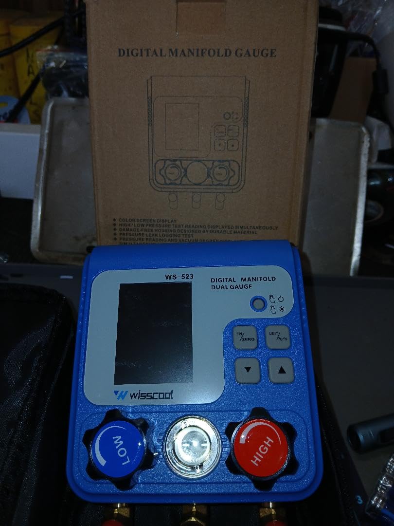 WISSCOOL Dual Digital Manifold Gauge for HVAC & Auto AC - 94 Refrigerants (R410A/R454B/R32/R1234yf/R134a), Temperature Pressure Test, 3 Port HVAC Gauge Color Display customer photo 1