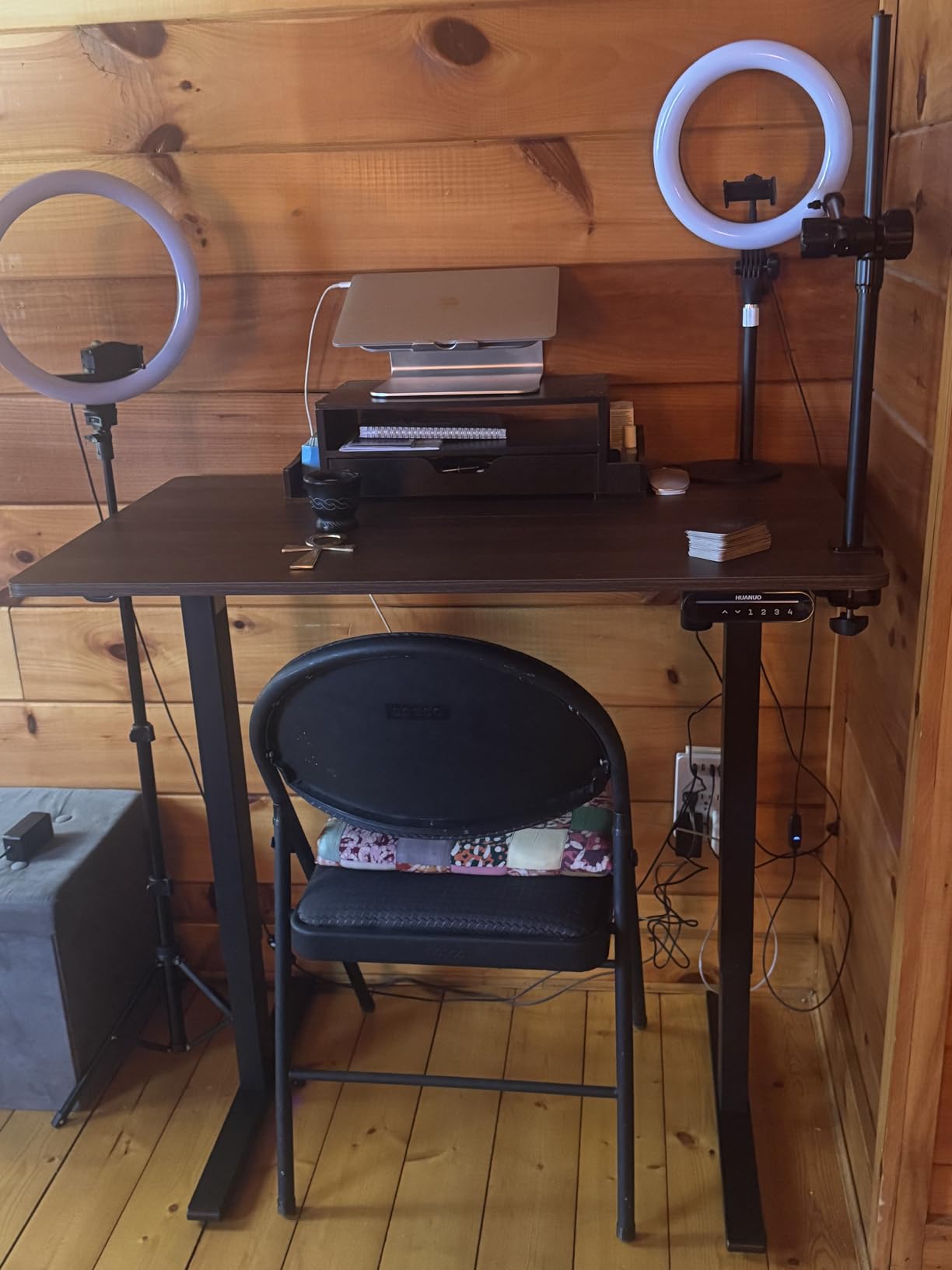 HUANUO 63 x 28 inch Electric Standing Desk Adjustable Height, 4 Memory Height Settings, Sit Stand Up Desk for Home Office & Computer Workstation, Light Walnut customer photo 1