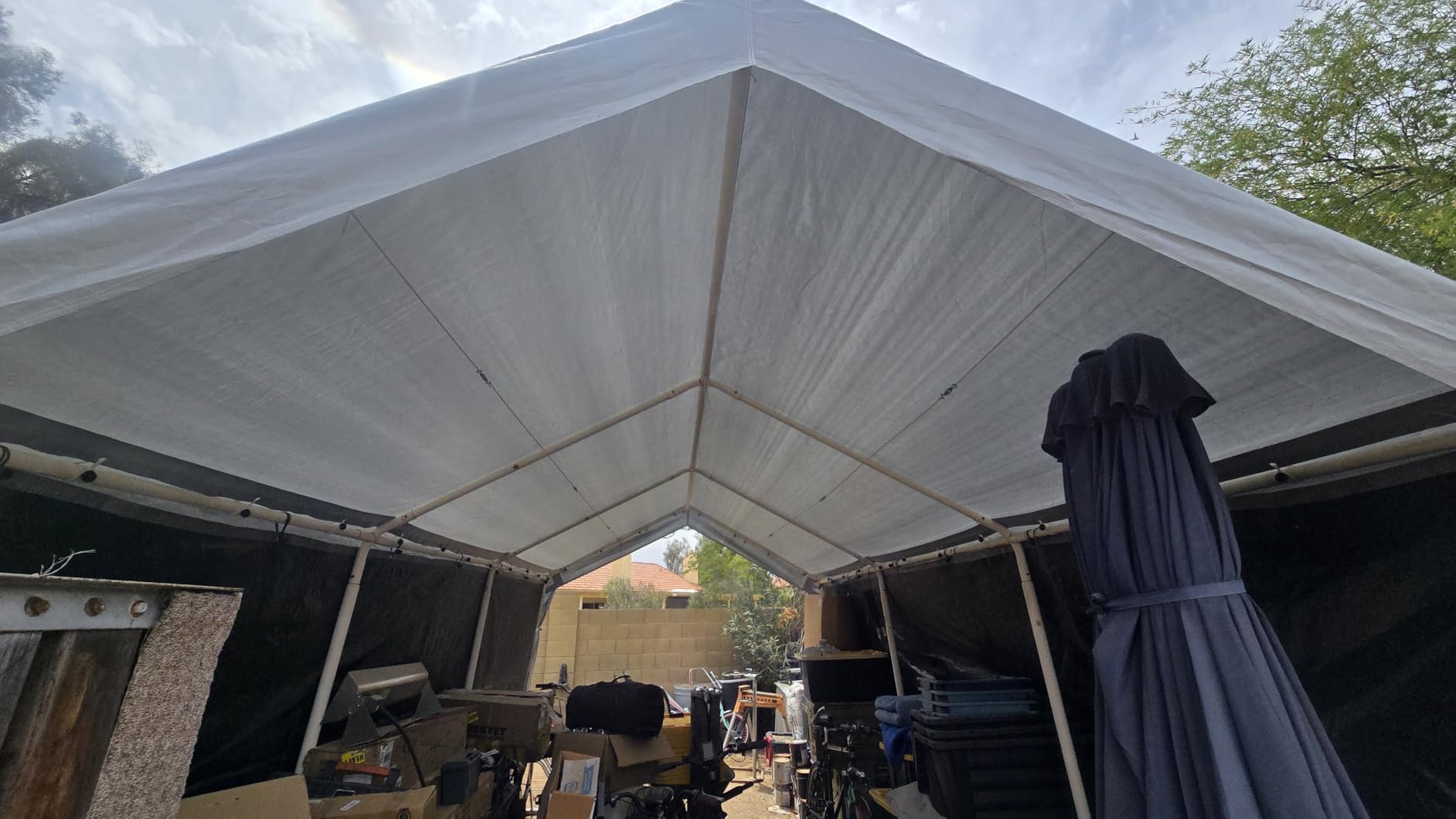VEVOR 6x8x7 FT Heavy-Duty Portable Outdoor Storage Shed Tent, Waterproof Carport Garage Shelter with Roll-Up Zipper Door & Vents, UV-Resistant Canopy for Motorcycle, Bike, Lawn Mower, Tools, Gray customer photo 1