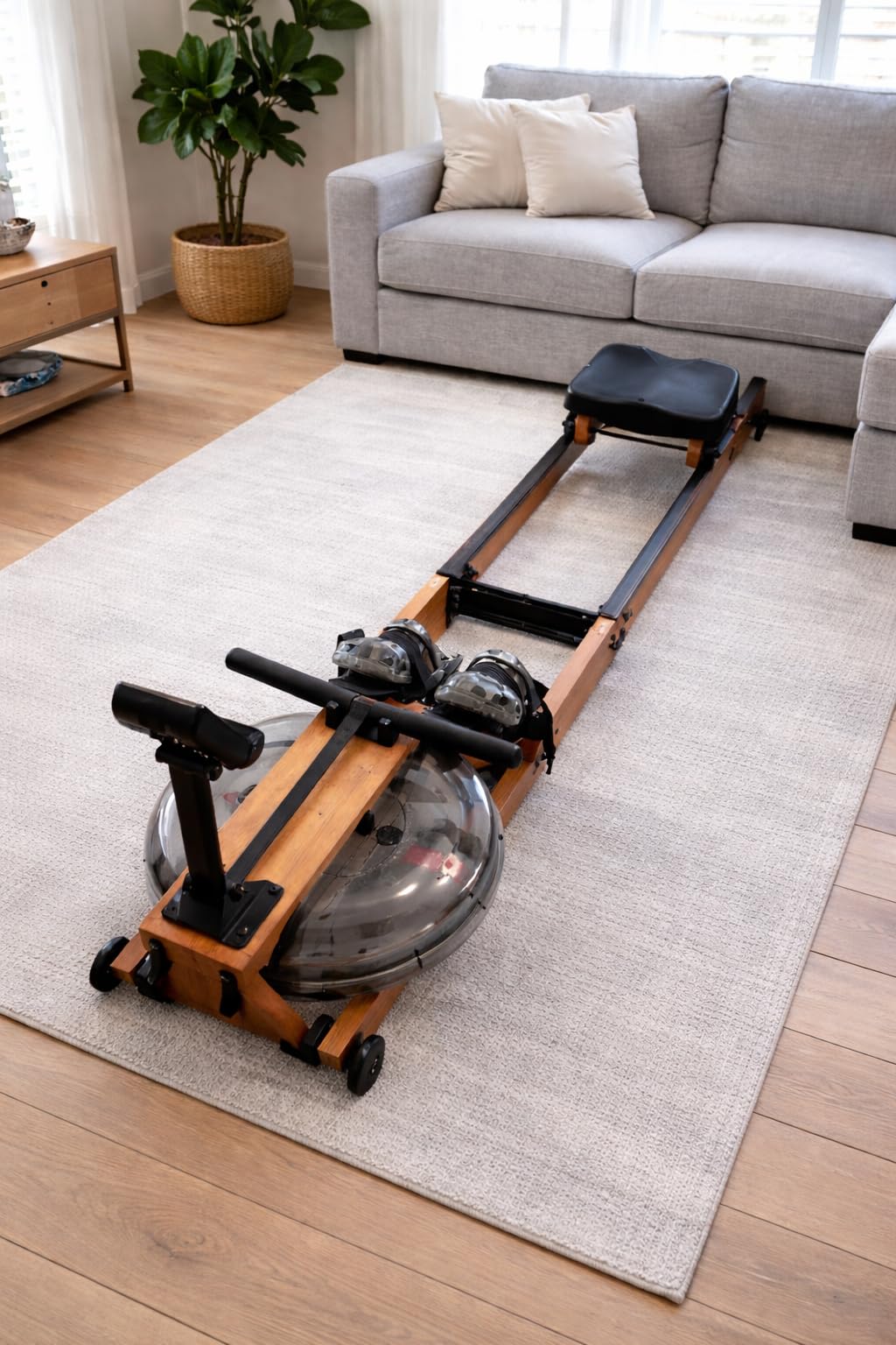 Water Rowing Machine for Home Use, WENOKER Wooden Foldable Rower Machine with Dedicated Monitor & Bluetooth APP, Large Water Tank & Comfortable Seat for Immersive Water Rower, 350LBS Weight Capacity customer photo 2