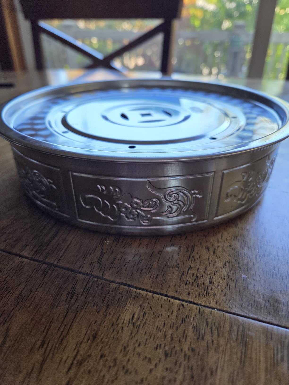 Stainless Steel Tea Tray, Traditional Chinese Gongfu Tea Serving Tray, Auspicious Clouds and Copper Coins Design for Good Luck and Wealth, Water Storage (Normal) customer photo 1