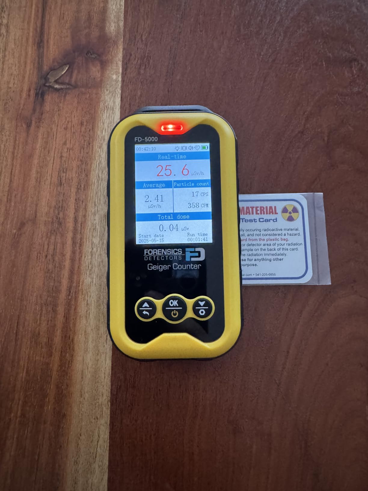 Geiger Counter + Radiation Test Card | Upgraded 20-Year Sensor Life | Radiation Detector | Beta, Gamma, & X-Rays | 10ft Drop Test Pass | Version 2.0 customer photo 1