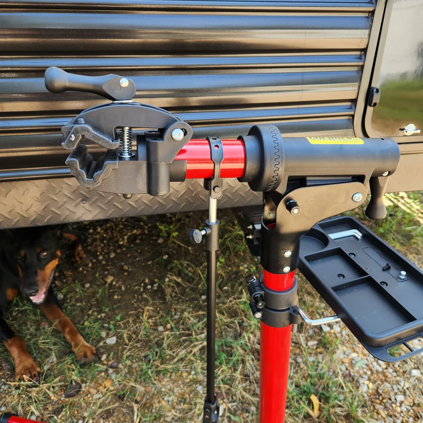 GOEHNER's Upgrade 2.0 Bike Repair Stand (Max 110 lbs) - Portable Aluminum Bicycle Workstand for Electric, Mountain, and Road Bikes customer photo 2