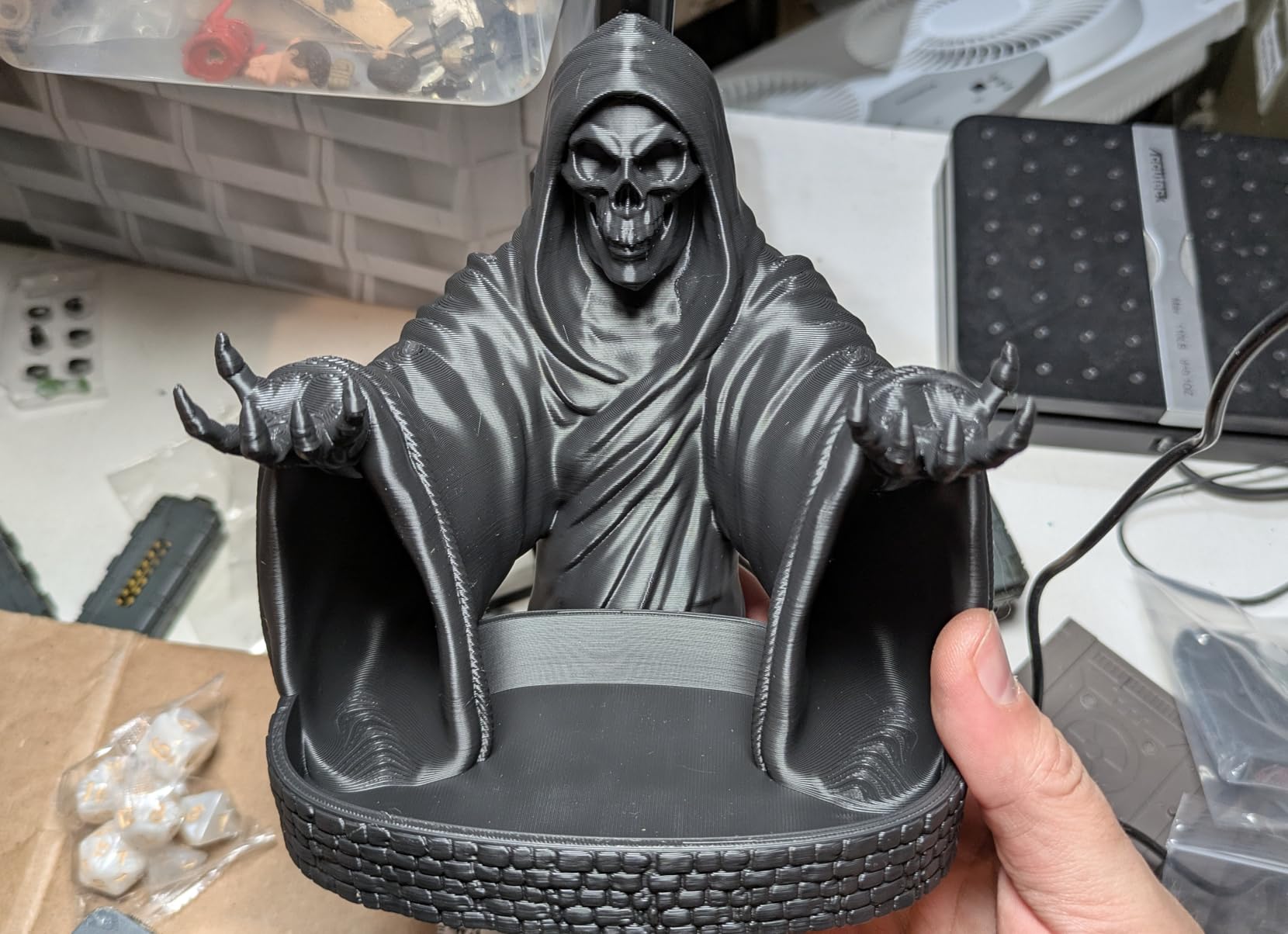 MunnyGrubbers - Grim Reaper Dice Tower - Original Design - (Random 7PCS D20 Dice Set Included) - Tabletop Roleplaying Game - Dice Roller - Dungeons and Dragons - DND - D&D customer photo 2