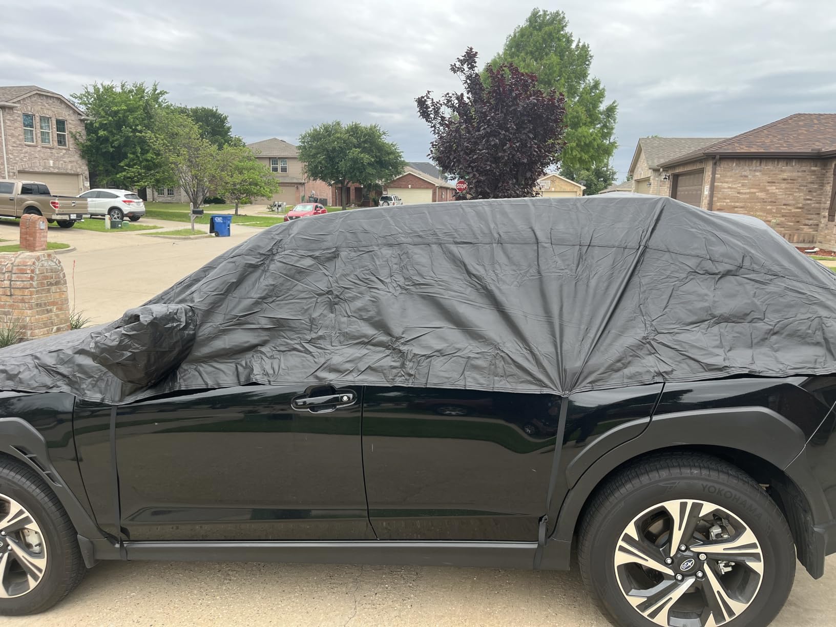 Half Car Cover Top, Hail Protector Car Cover with Cotton Liner, Sunroof & Windshield Cover for Ice and Snow, All Weather Vehicle Body Cover for Sun, Rain, Dust customer photo 2