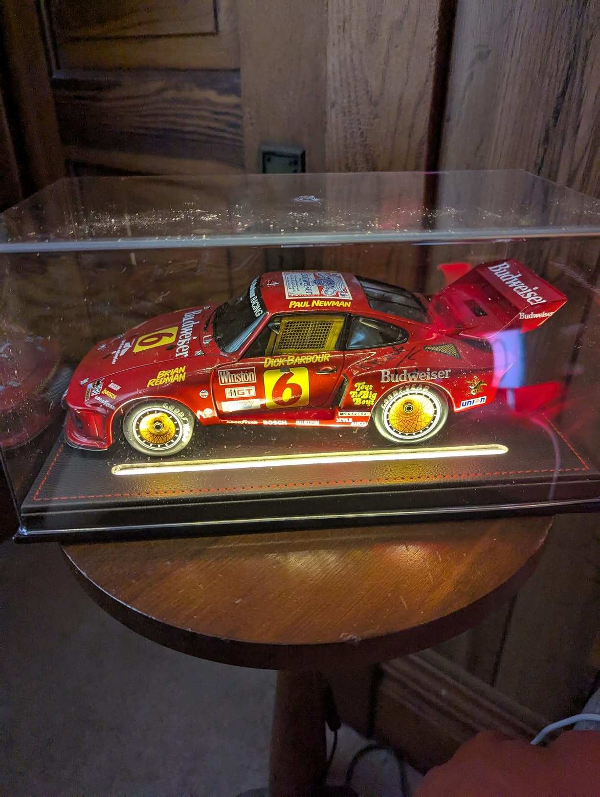 Lighted Display Case for 1/18 Scale Model Cars, No Assemble Show Case with Lights and Leather Base, Clear Acrylic Display Box for Cars Baseball Tennis Dust Proof UV Protection(13x7x6inch) customer photo 2