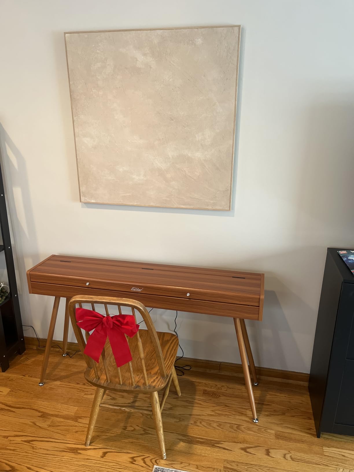 Eastar EUP-100 88 Key Weighted Keyboard Piano, Full-Size Home Digital Piano for Beginner, with Cover, Headphone, Music Stickers, Three-Pedal, Wireless Conection, Recording, MIDI - Retro Wood Color customer photo 2