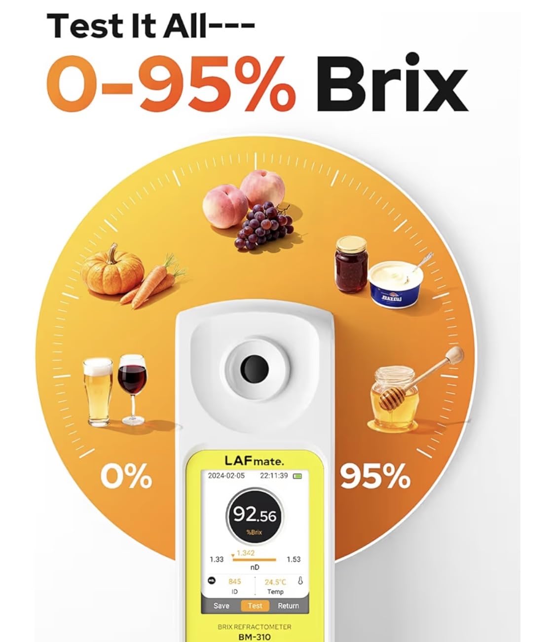 3-in-1 Digital Refractometer with ATC for Wine Making, Home Brewing, Rechargeable 0-95% Brix Meter for Coffee, Juice, Honey, Maple Syrup customer photo 1