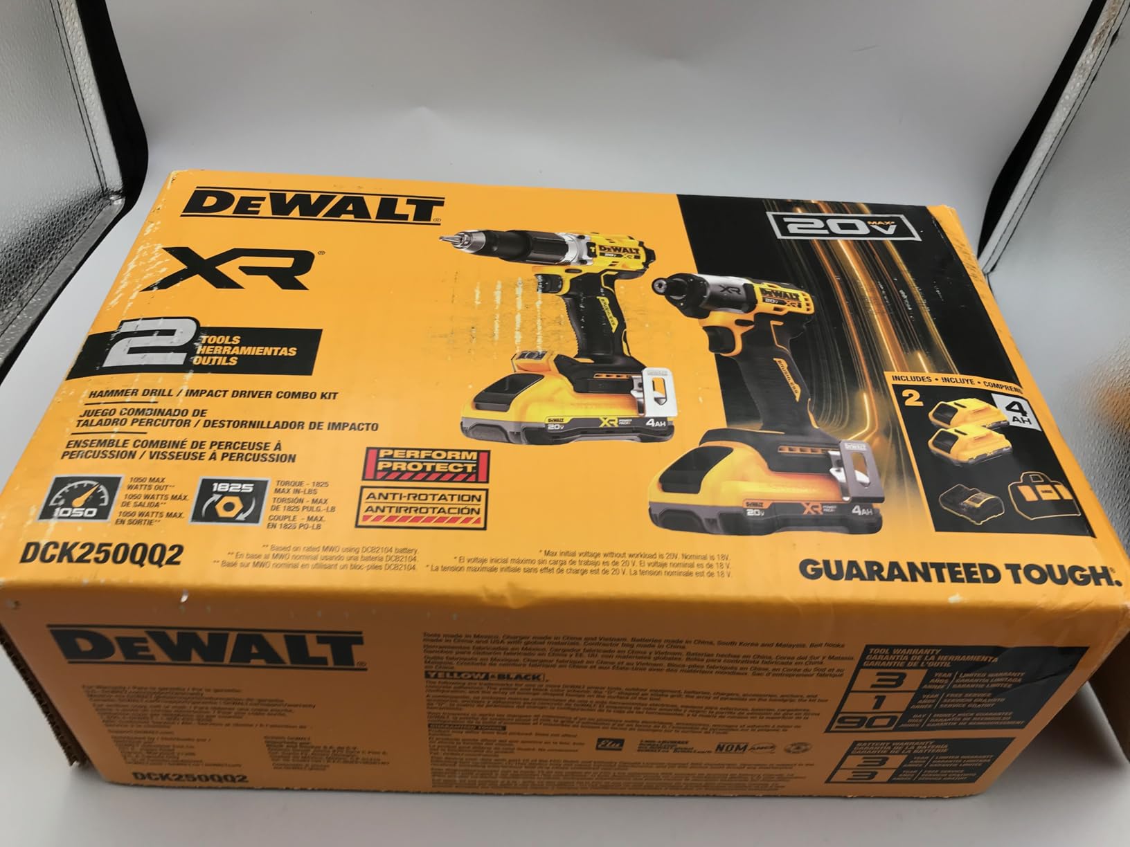 DEWALT 20V MAX XR Impact Driver and Hammer Drill Cordless Power Tool Combo Kit, Includes 2x 4ah POWERPACK Batteries and a Charger (DCK250QQ2) customer photo 2