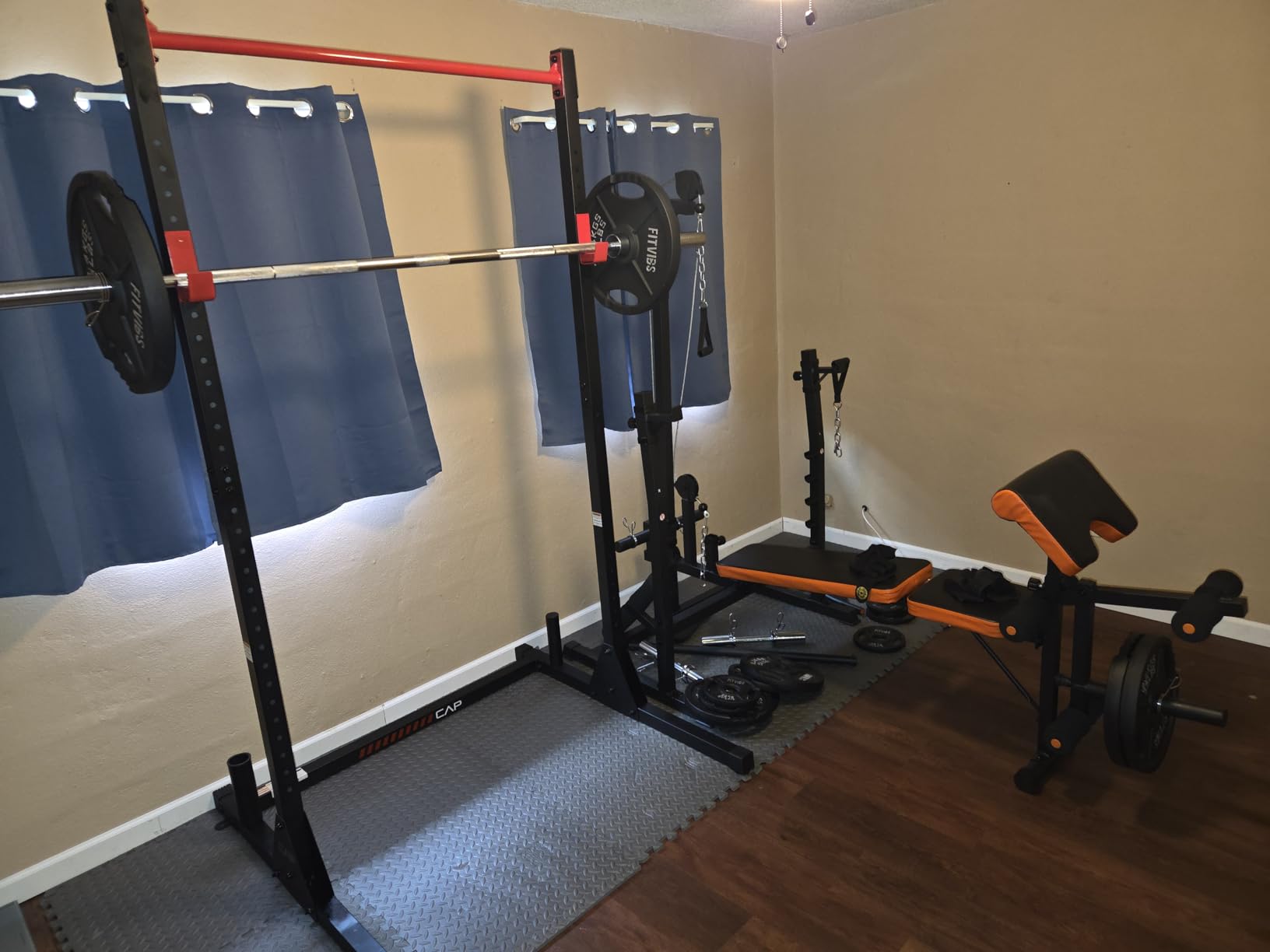 Fostoy 9-in-1 Adjustable Olympic Weight Bench with Lat Pulldown, Row, Squat Rack & Leg Curl - Multi-Function Strength Training Bench Press for Home Gym Full Body Workout customer photo 2