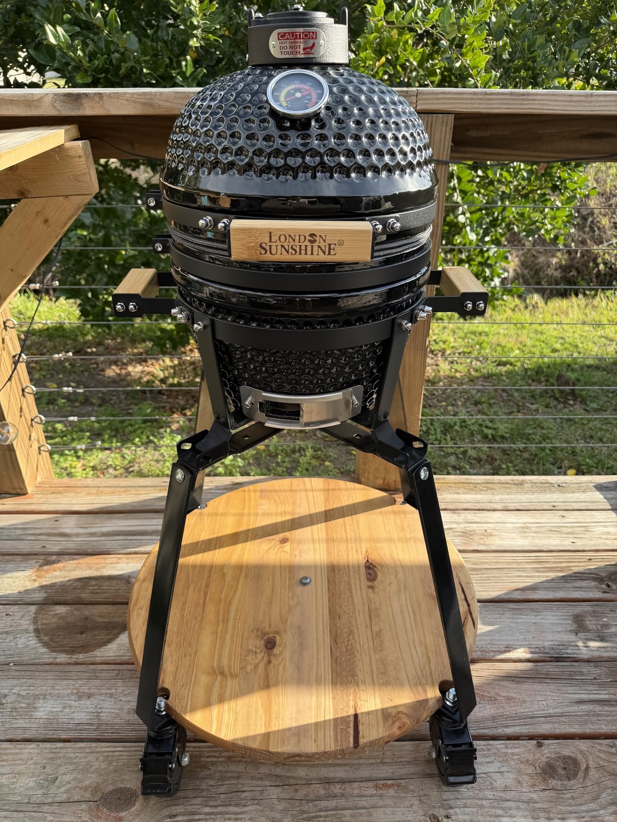 Upgraded 13 inch Ceramic Kamado Grill with Waterproof Air Vent Cap | Portable Tabletop Charcoal BBQ Grill Smoker for Outdoor Cooking, Patio, Camping | Green customer photo 1