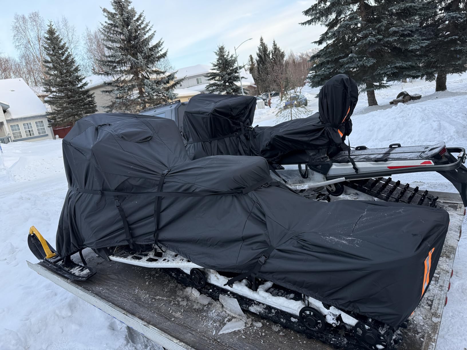 Comnova Snowmobile Cover 145 Inch - Premium 600D Outdoor Snowsled Cover, Heavy Duty & Waterproof All Weather Protection Covers, Black, Fit Up to 145