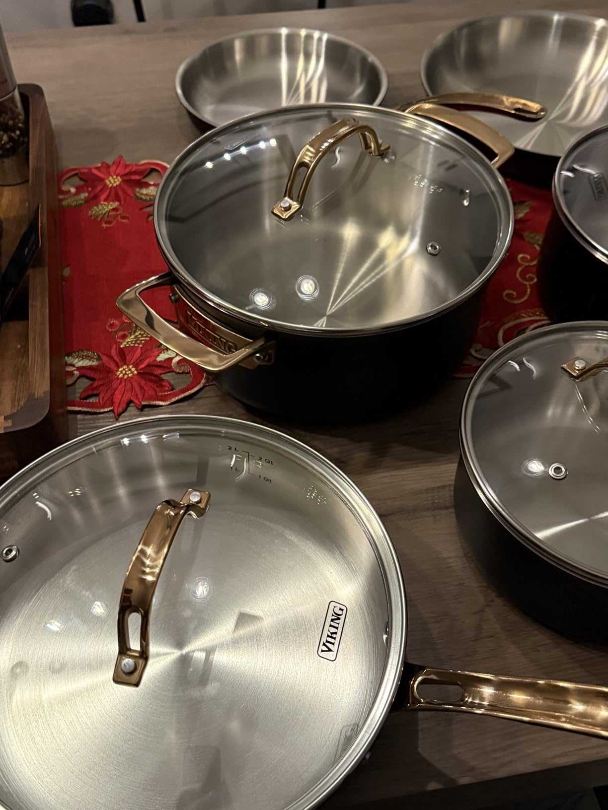 Viking 3-Ply Cookware Set, 10 Piece Stainless Steel Kitchen Cookware with Glass Lids, Black with Copper customer photo 2