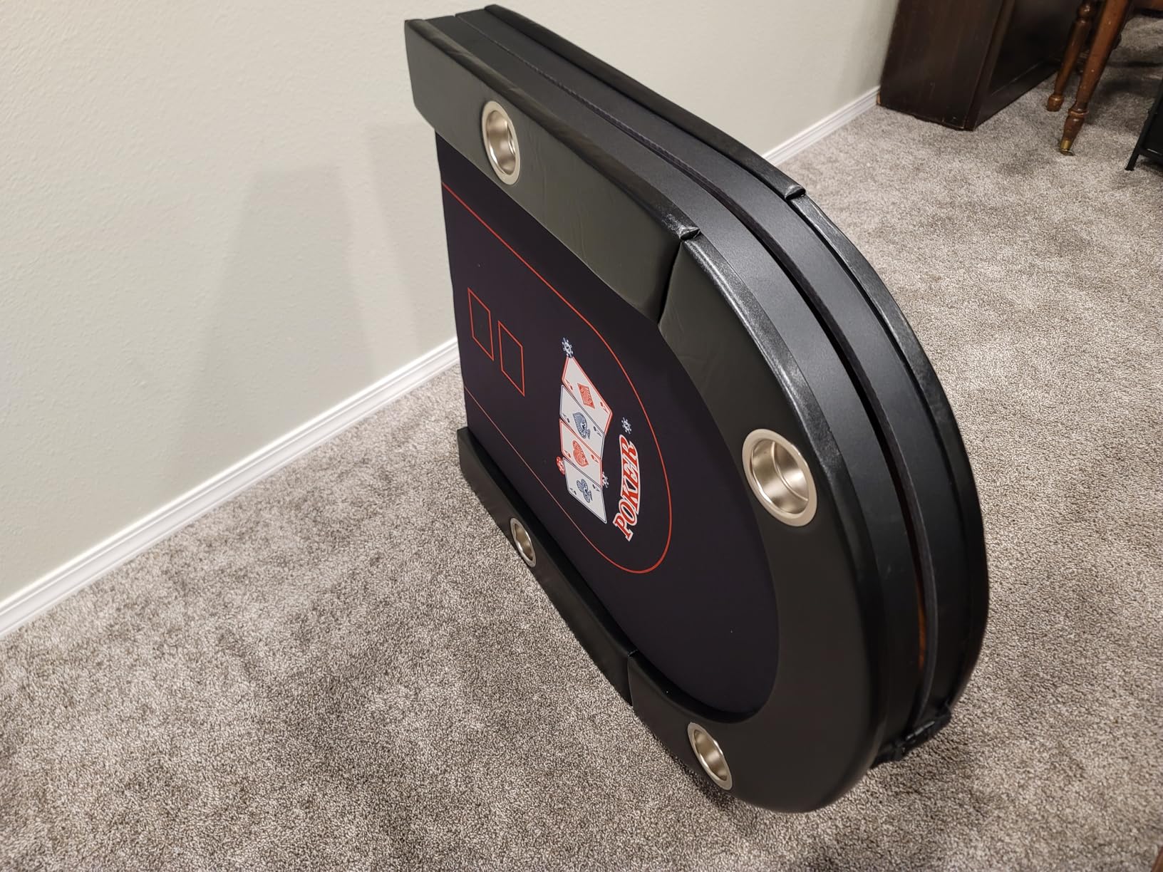 10 Player Poker Table Foldable, Folding Texas Holden Casino Table with Padded Rails & Cup Holders, Portable Poker Game Table for Home or Game Room, 84 Inch customer photo 1