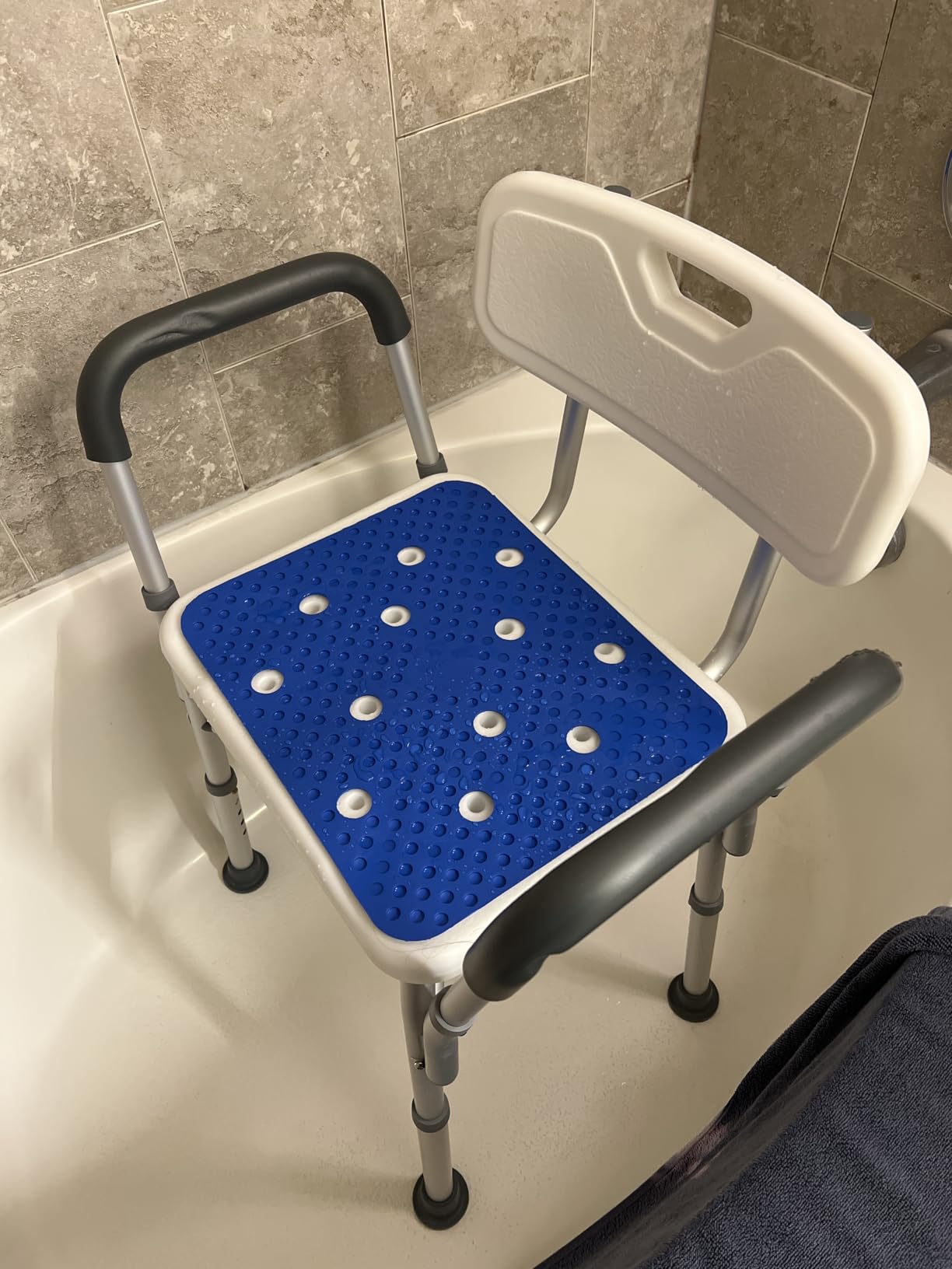 500lb Heavy Duty Shower Bench, Tool-Free Tub Transfer Bench with Arms & Back, Height Adjustable Handicap Shower Seat, Non-Slip Bath Safety Chair for Elderly & Surgery Recovery customer photo 1