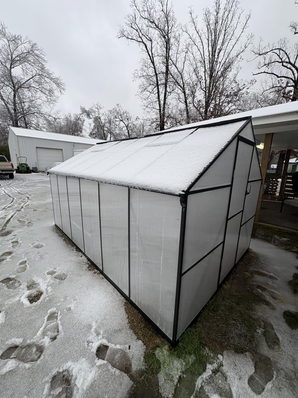 Jocisland 6x12Ft Polycarbonate Greenhouses for Outdoors, 2 Top-Opening Windows, Swing Doors, Aluminum Walk-in Heavy Duty for Outdoor Use, Backyard Garden, Black customer photo 2