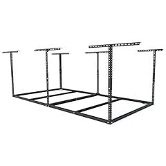 FLEXIMOUNTS 4x8 Overhead Garage Storage Rack with 6 Hooks, Adjustable Storage Organization System, Heavy-Duty Metal Ceiling Racks, 22.6