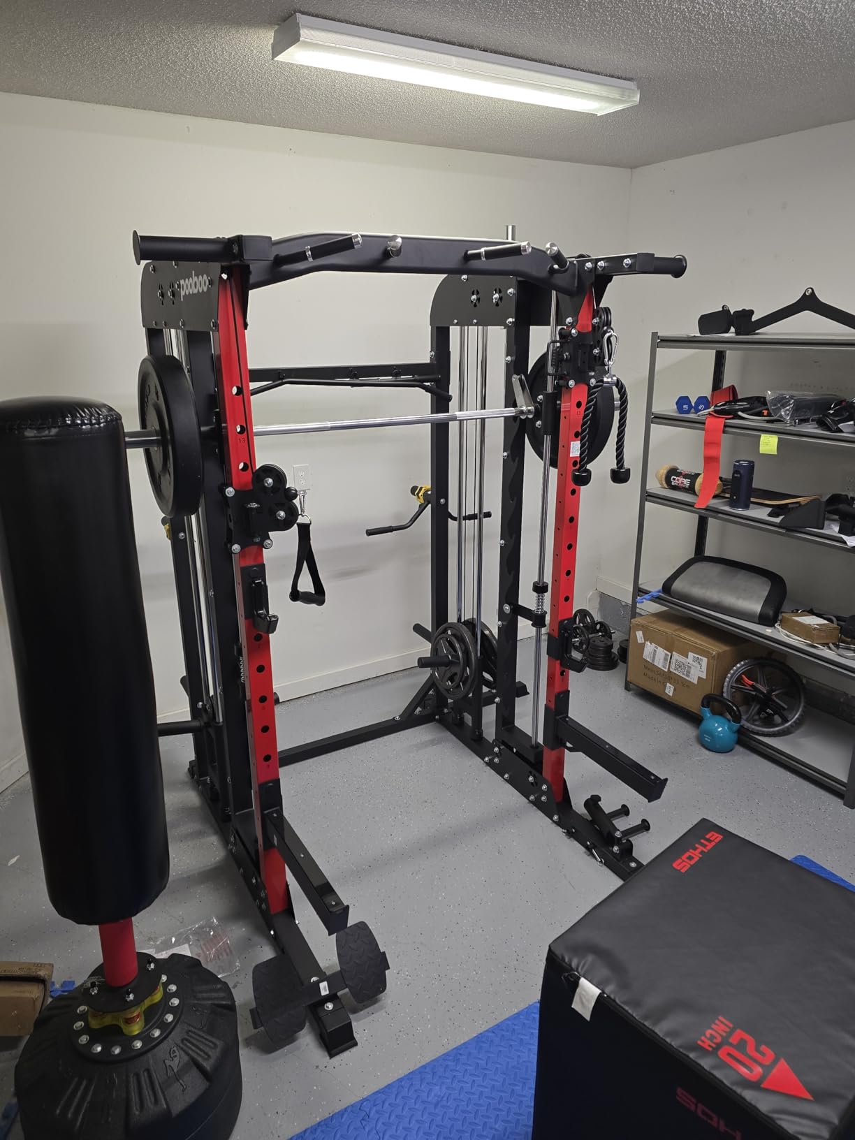 Multi-Functional Machine Power Cage, 2000LB Squat Rack, LAT-Pull Down System, Dual Pulley Cable Crossover System, Home Gym Workout Machine with Strength Training Attachments customer photo 1