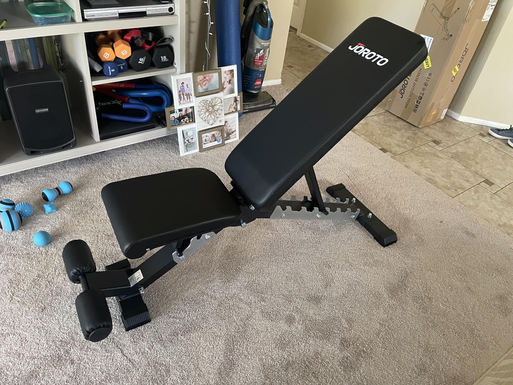 JOROTO Adjustable Weight Bench for Home Gym, 1000 LBS Capacity, Foldable Incline Decline Flat Workout Bench with Leg Extension & Back Extension, Exercise Preacher Curl Bench for Full Body Training customer photo 1