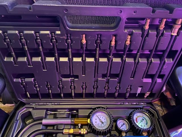 46PCS Automotive Compression Tester Kit with Dual-Dial Gauge Gasoline & Diesel Compression Tester Set Cylinder Leak Down Tester for HDI, TDCi, Pump Duse (PD) (1/4 US Standard Air Inlet) customer photo 2