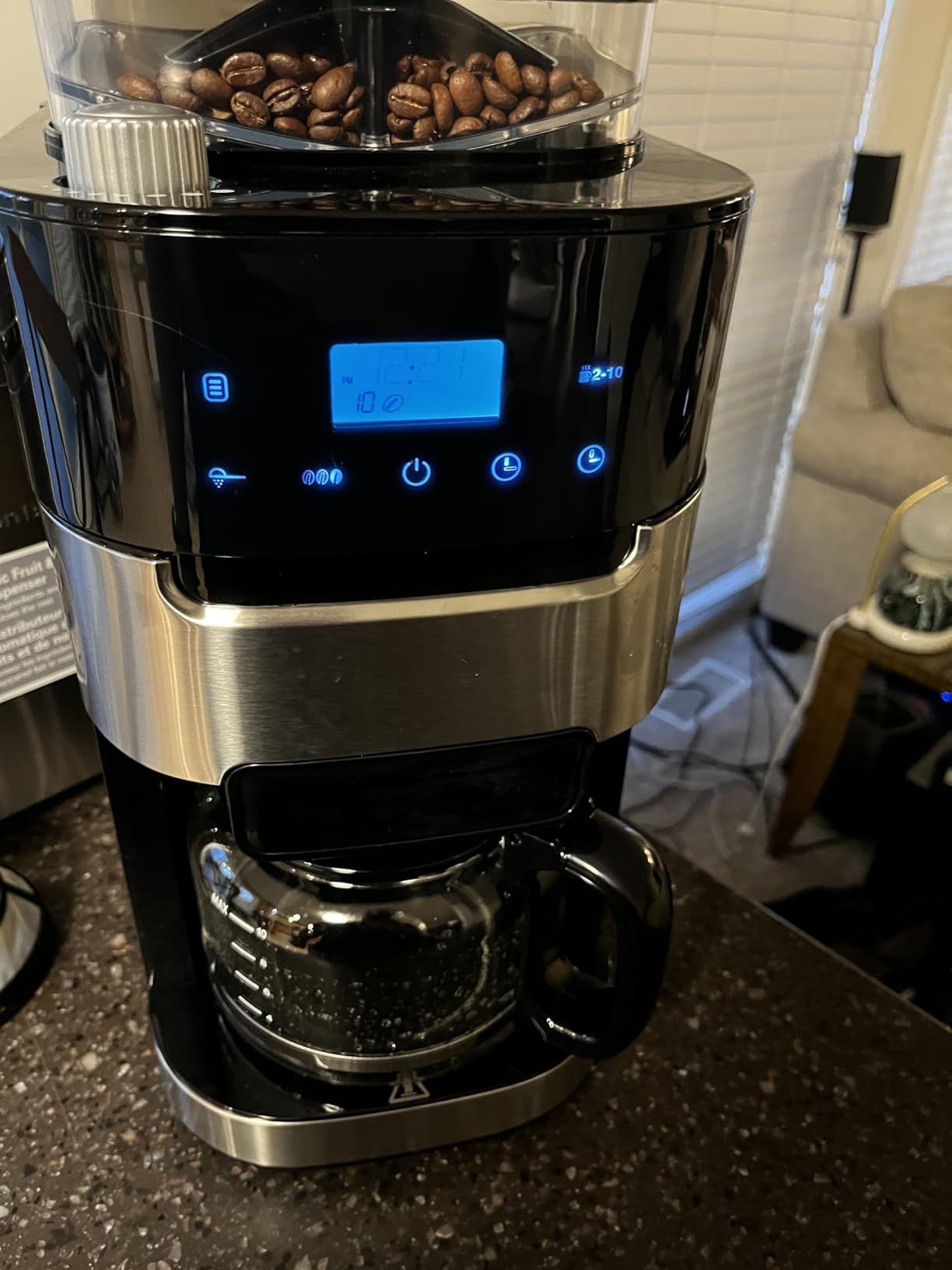 Kismile 10-Cup Digital Drip Coffee Maker with Built-In Grinder, Programmable, 24H Timer, Keep-Warm Function, Customizable Strength & Grind Size, Coffee Machines with Smart LED Touchscreen customer photo 1