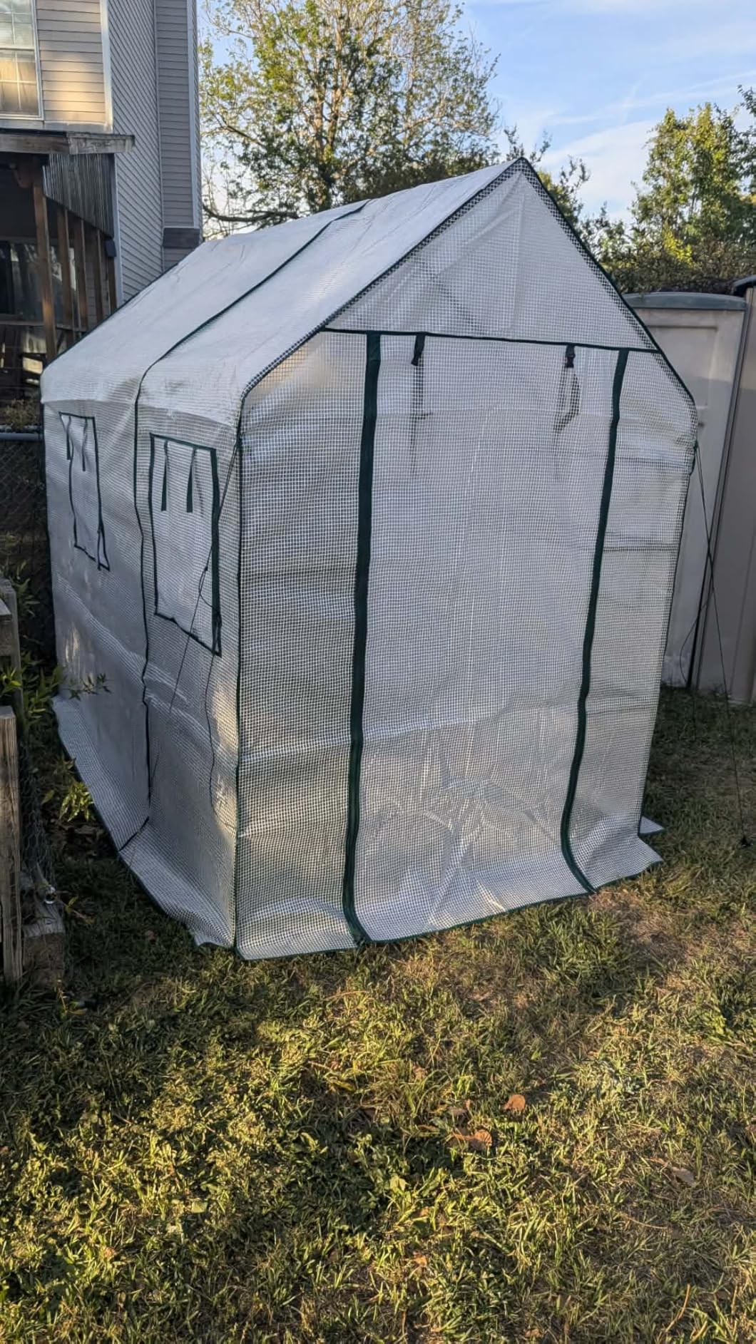 SUNGIFT Greenhouse for Outdoors, Walk-in Greenhouses 56 x 85 x 77 Inch, Portable Green House 3 Tiers 20 Shelves for Garden, Patio, Backyard, White customer photo 1