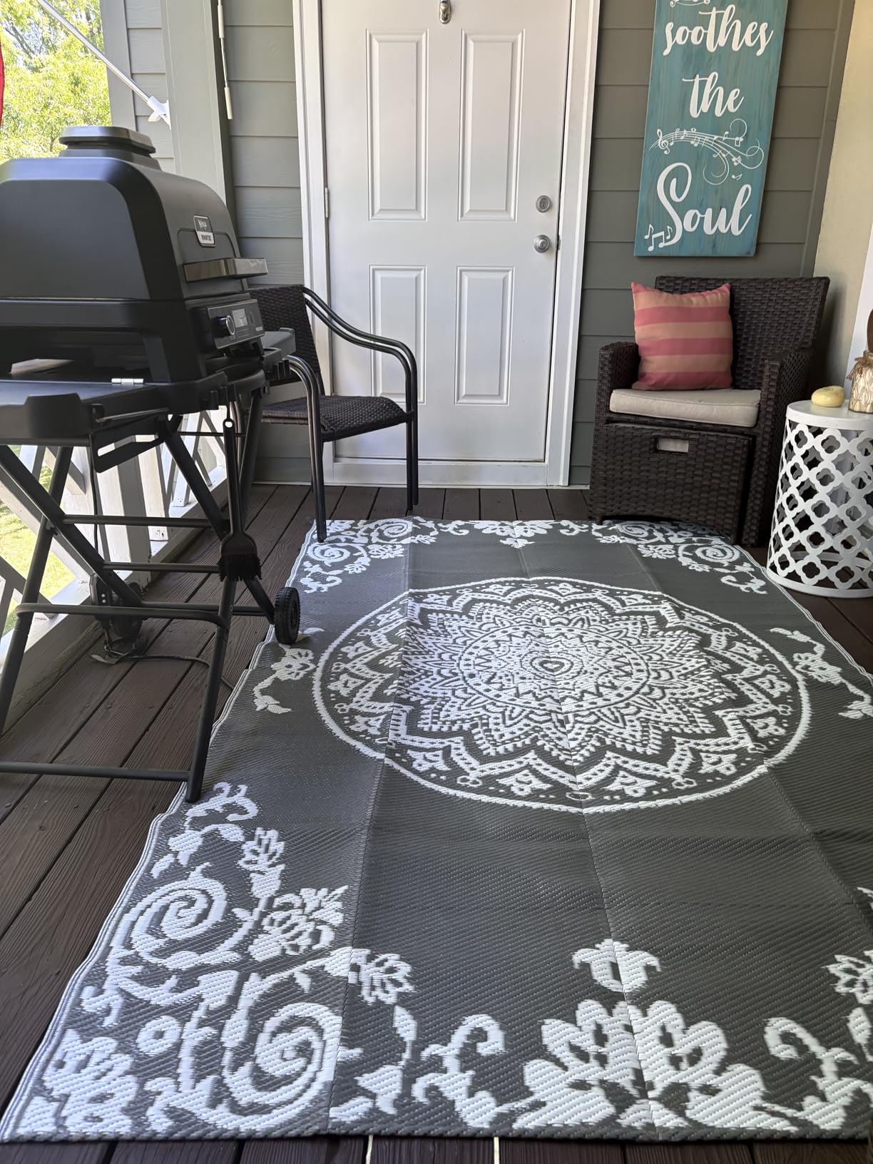 famibay Outdoor Rug Waterproof 8x10 ft, Reversible Large Outdoor Plastic Straw Rug, UV-Resistant Patio Rug Portable RV Mat Indoor Outdoor Carpet for Camping, Balcony, Deck, Backyard, Picnic customer photo 1