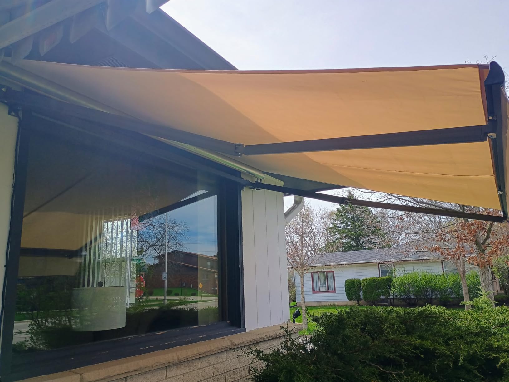 HOMEDEMO 10'x 8' Electric Retractable Awning for Patio, Motorized Awnings, UV & Waterproof Polyester Cover and Aluminum Frame for Outdoor Deck, Sunshade Shelter Crank Handle, Yard, Beige, Balcony customer photo 2