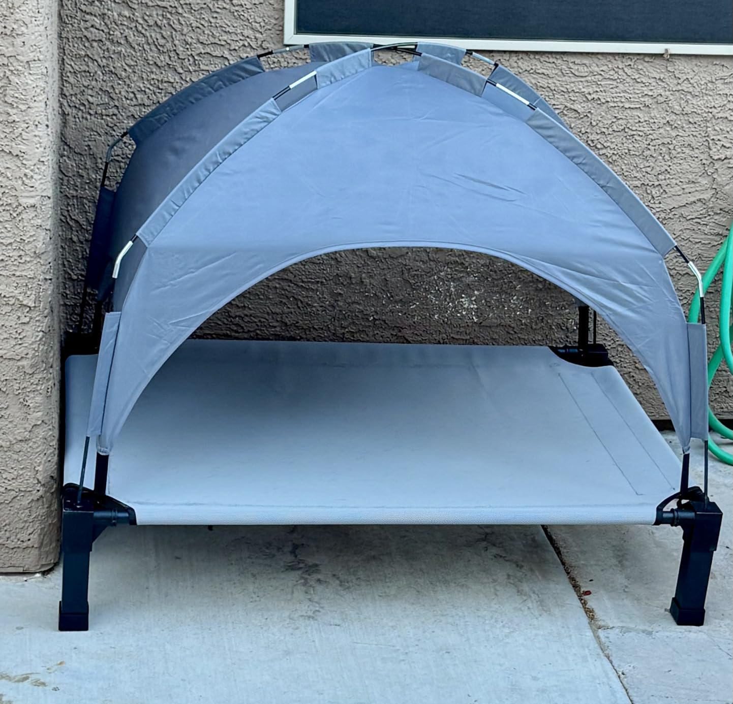 Heeyoo Elevated Dog Bed with Removable Canopy, Portable Dog Cot with Sun Protection Shade Tent, Raised Pet Cooling Cot Bed for Dogs, 42in customer photo 1