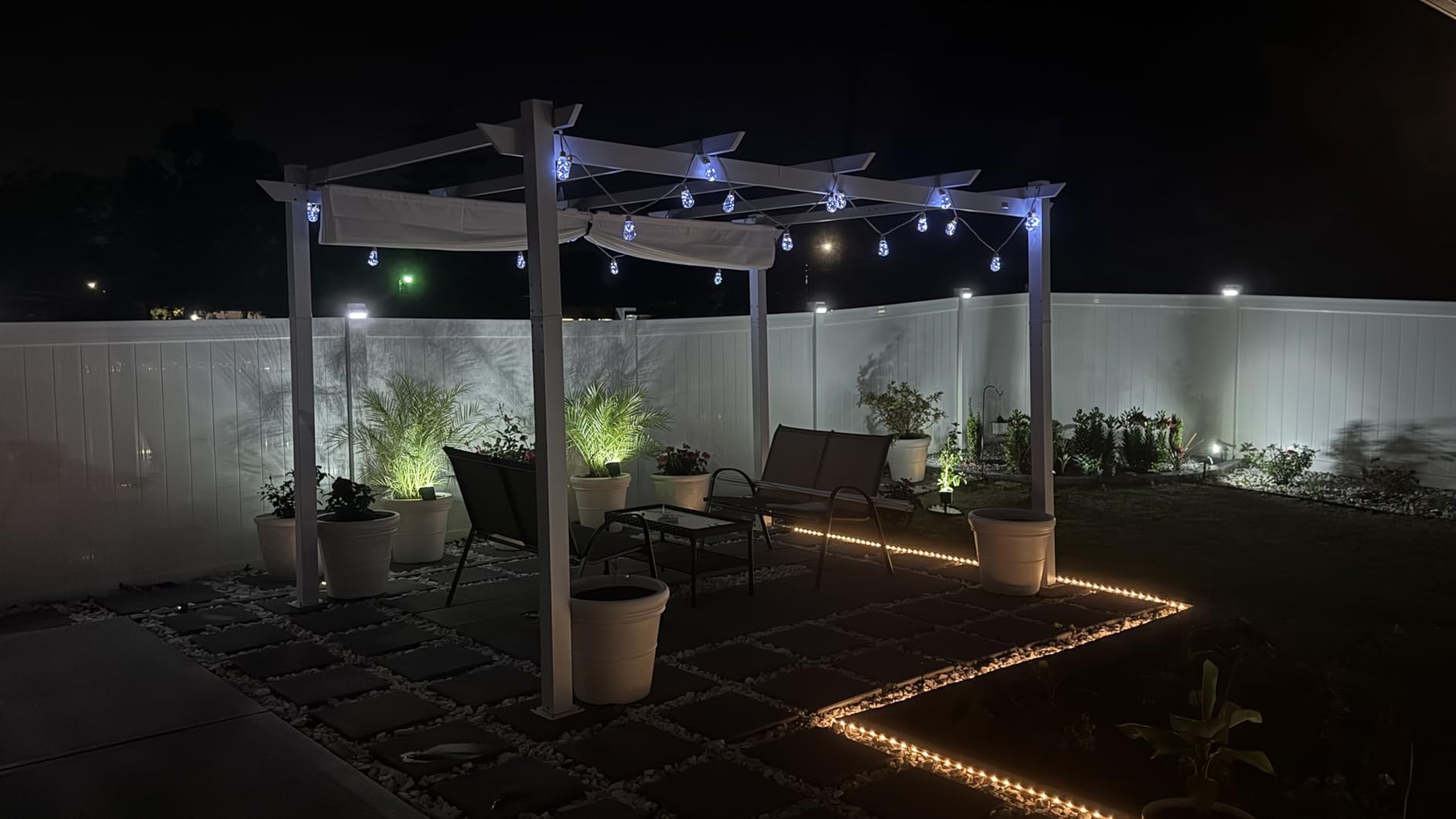 PURPLE LEAF 10' x 13' Aluminum Outdoor Pergola Wind-Resistant Retractable Pergola with Double Sun Shade Canopy Heavy-Duty Metal Pergola for Patios Backyard Deck Garden, Khaki customer photo 1
