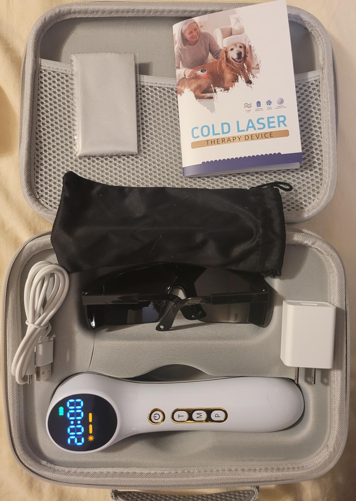 7000mAh Cold Laser Therapy Device for Pain Relief, Red Light Therapy with Pulse Mode, 3 Levels Power, 60mins Timer, Human Pets Dogs Treatment for Joint Would Healing, 4x980nm + 5x808nm + 16x650nm customer photo 2