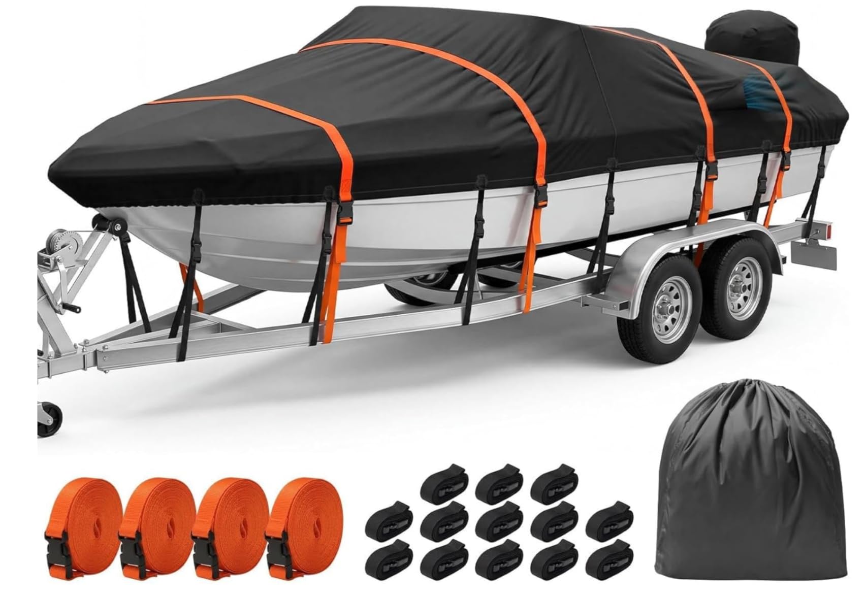 Kohree Boat Cover 16-18.5ft, Heavy Duty 1200D Marine-Grade Waterproof, Extra 4 Extended Straps, Trailerable & Wind-Resistant, Fits V-Hull, Fish & Ski, Pro-Style, Runabout, Bass Boats customer photo 1