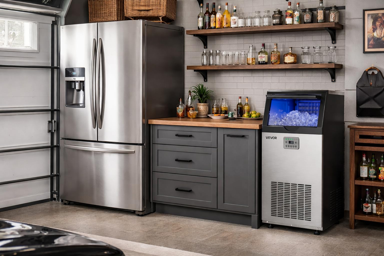 VEVOR Commercial Ice Maker Machine, 100 lbs/24h with 30 lbs Storage Capacity, Built-in/Freestanding/Under Counter customer photo 1