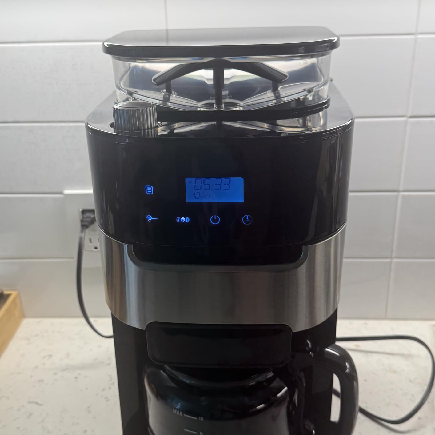 10-Cup Drip Coffee Maker with Built-in Grinder, Programmable Grind & Brew, 220g Bean Hopper, Adjustable Grind Size & Coffee Strength, Descaling Alert, 24H Timer, 2H Keep Warm, LED Touchscreen customer photo 1