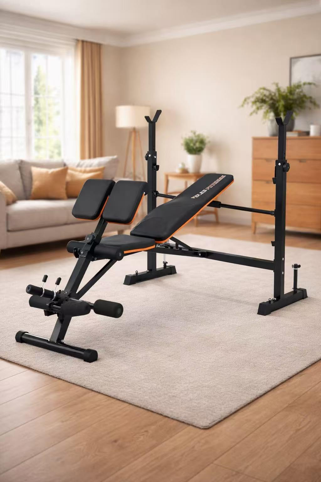 YOLEO 1+X Olympic Weight Bench with Upgraded Roman Chair/Preacher Curl/Leg Extension, Foldable 1870Lbs Wide Bench Press Rack with Ergonomic Support Backrest for Heavy Lifters for Home Gym customer photo 2