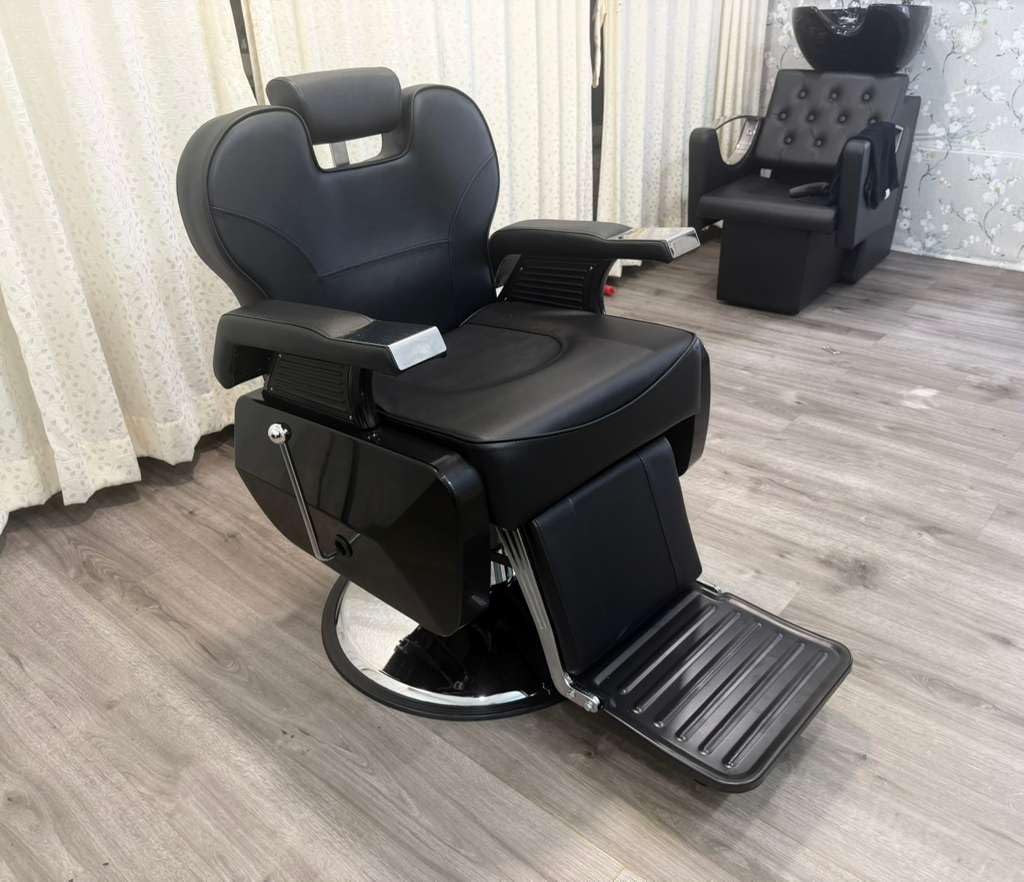 Black Barber Chair, Vintage Hair Salon Chair Hair Stylist, Reclining Salon Chair Hydraulic All Purpose Barber Chairs for Barbershop, Classic Tattoo Massage Beauty Spa Equipment customer photo 1