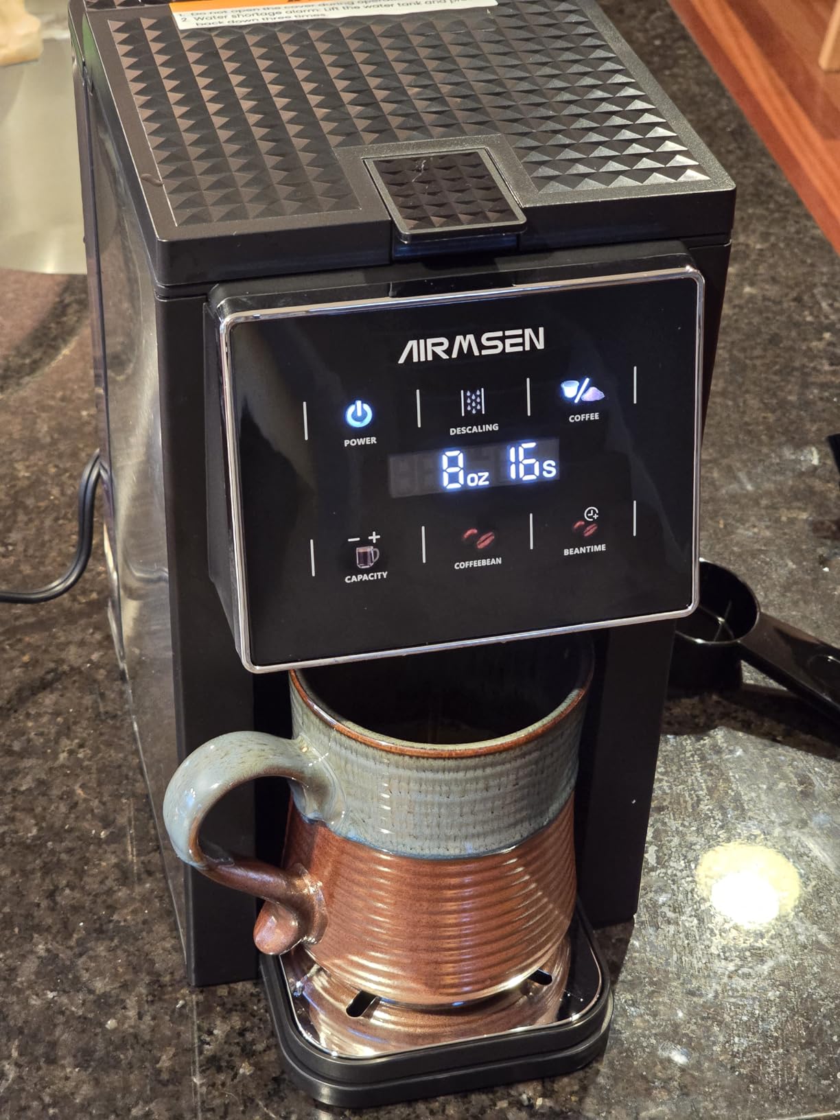 AIRMSEN Grind & Brew Coffee Maker with Built-in Grinder (2026 Model) - Single-Serve, Compatible with K-Cup Pods & Ground, 1000W Fast 6-14oz Brewer, Descaling Alert, Touchscreen & 50oz Removable Tank customer photo 1